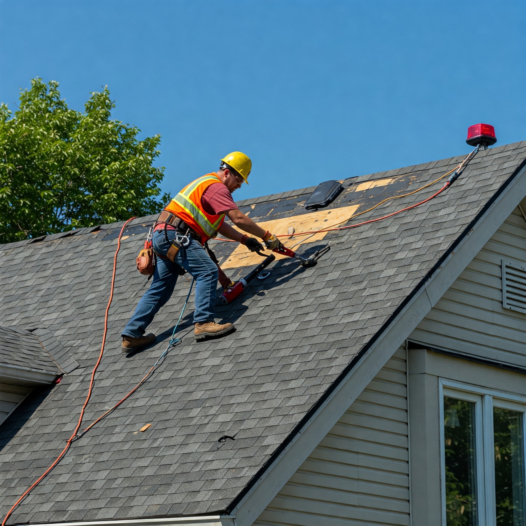 Réparation urgente de toiture à Montréal en été par un couvreur professionnel